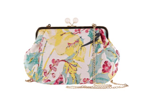 BORSA A MANO CON TRACOLLA E CHIUSURA A CLIP GIALLO