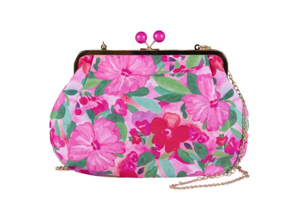 BORSA A MANO CON TRACOLLA CHIUSURA A CLIP ROSA